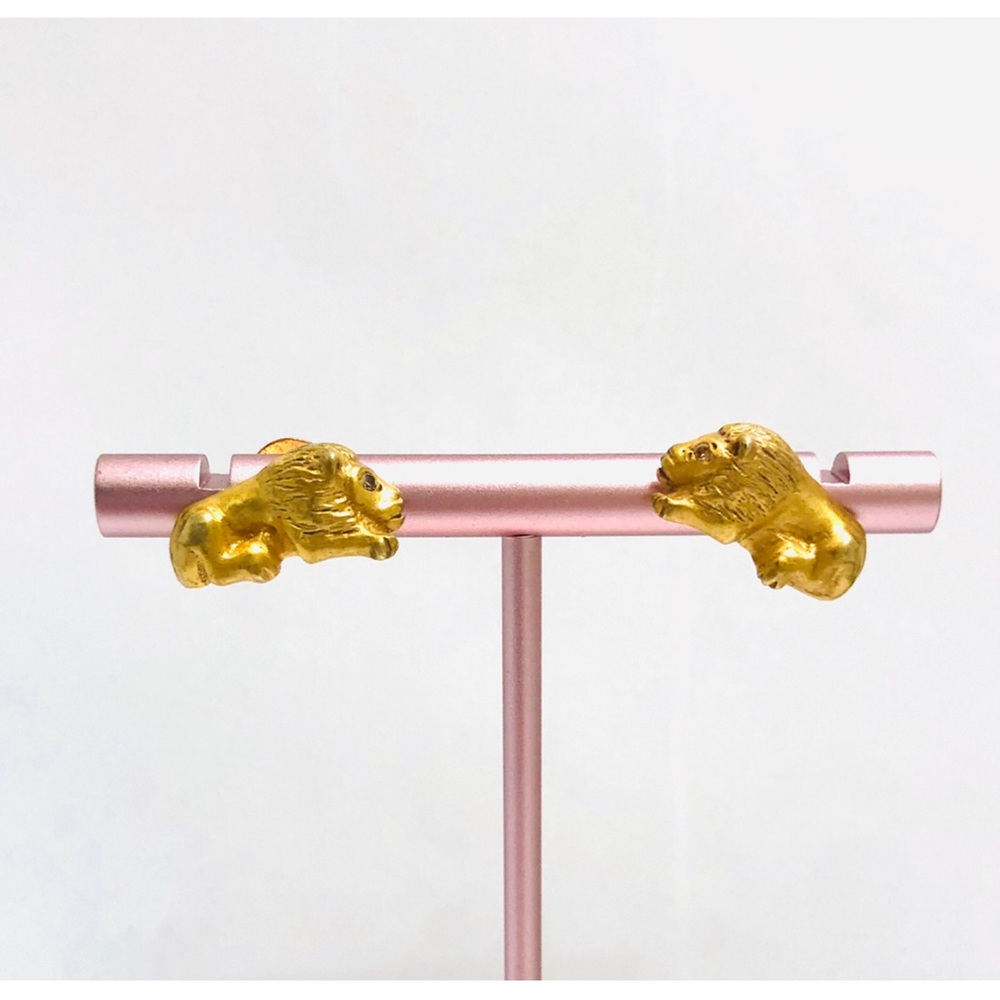 Julie Vos Lion Stud Earrings with Citrine Eyes